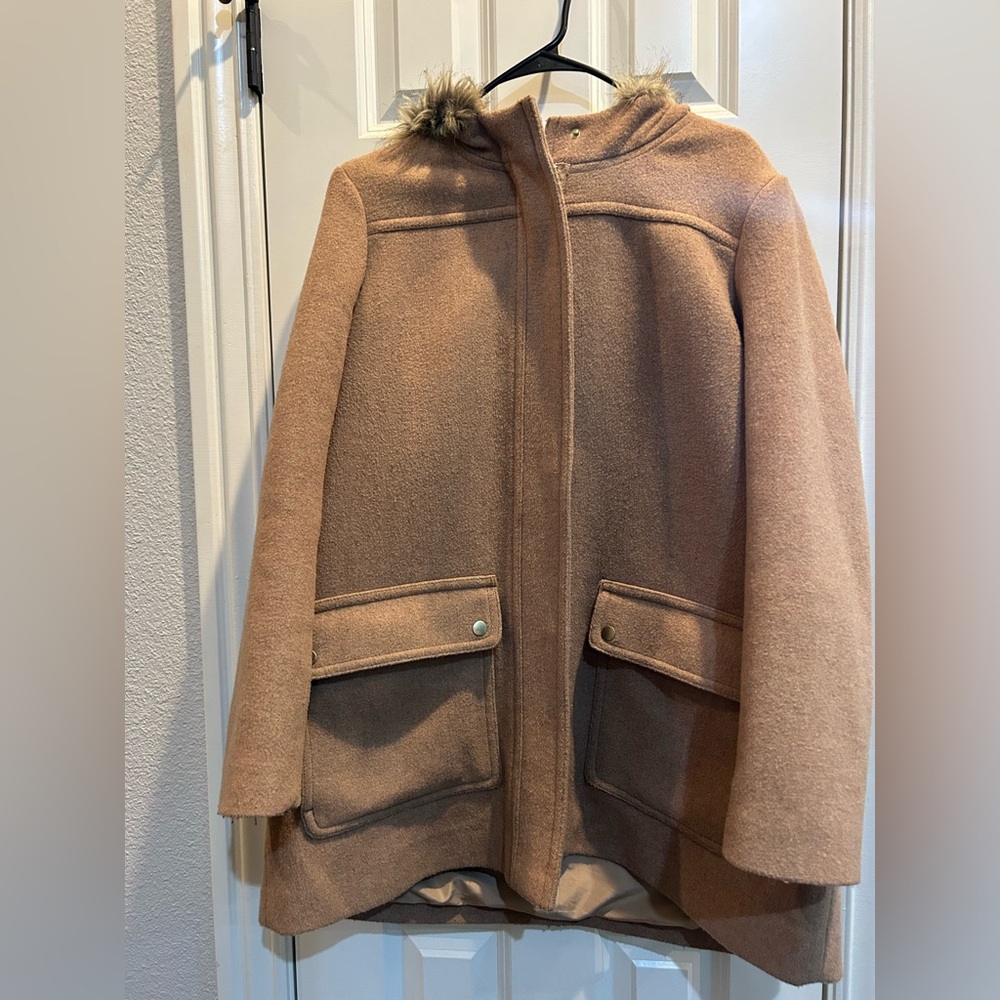 J Crew Vail Parka sz 16 with faux fur hood